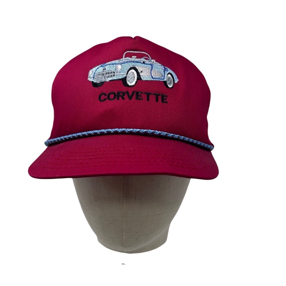 Vintage‎ C1 Corvette Embroidered Rope Trucker Hat Red Snapback USA Cap